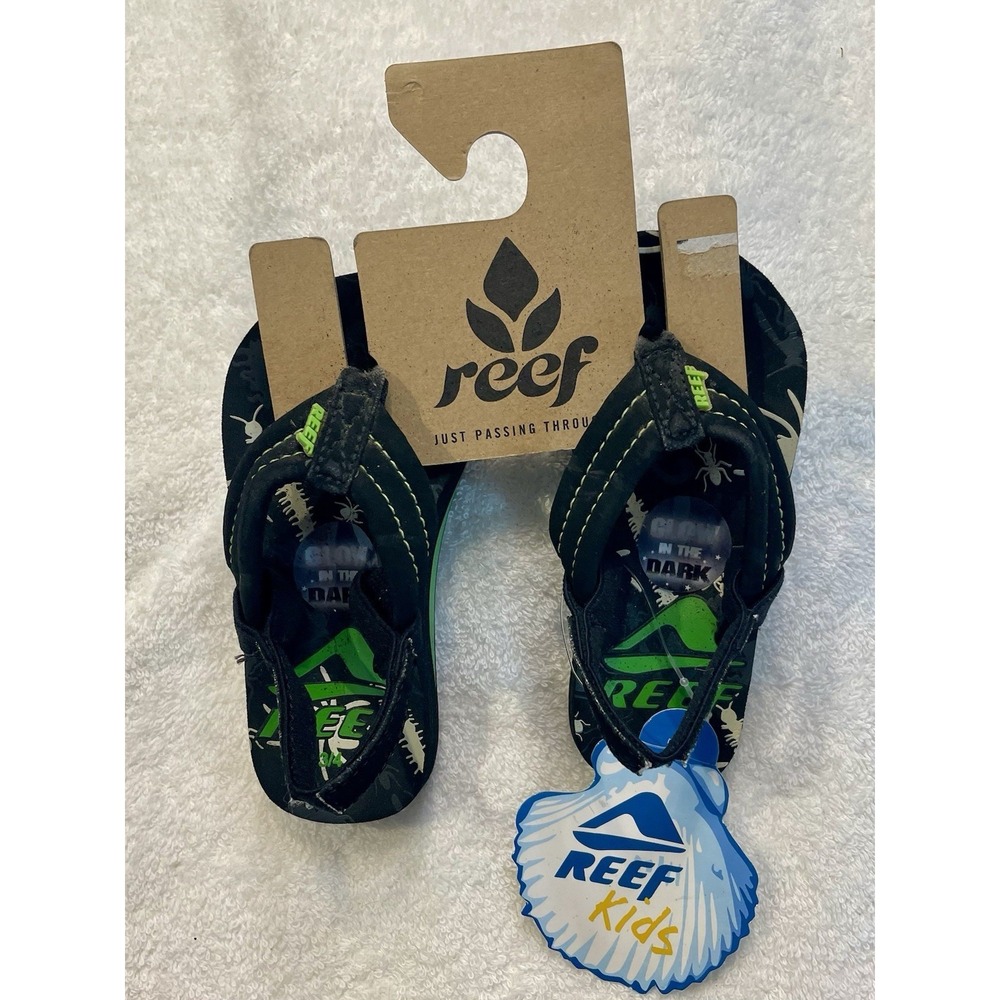 New  green black Reefs toddlers flip flops‎ sandals Bug theme 3/4 3 4